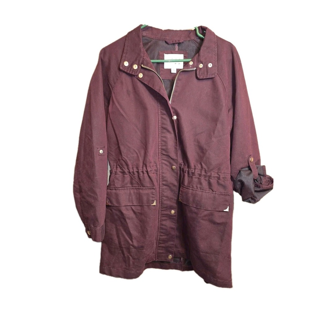 A New Day Women's Full Zip & Snaps Burgundy Cinched Waist Jacket‎ Coat Size L